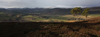 View of Cairngorms Mountains over Deeside