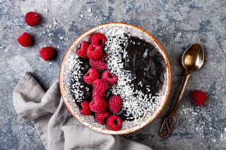 Acai bowl containing Charcoal Acai bowl containing Charcoal