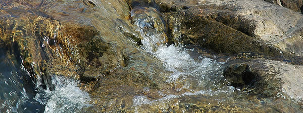 Water running over rocks