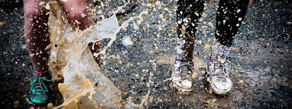 running through mud