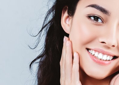 Clear skin on happy woman