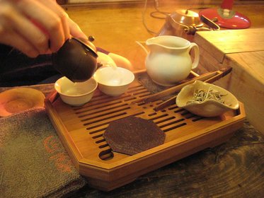 Tea being served on tray
