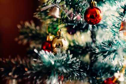 baubles hanging on christmas tree