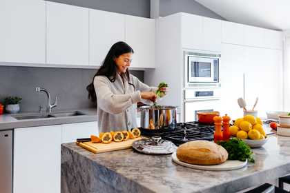 Woman cooking a healthy breakfast