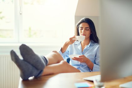 Woman drinking coffee in the morning