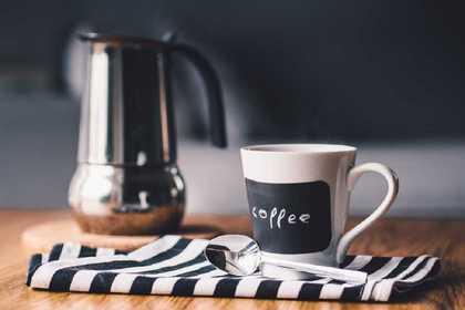 Morning coffee mug and kettle