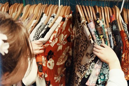 Vintage clothing on a rail