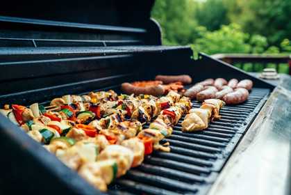 Meat grilling on a barbecue